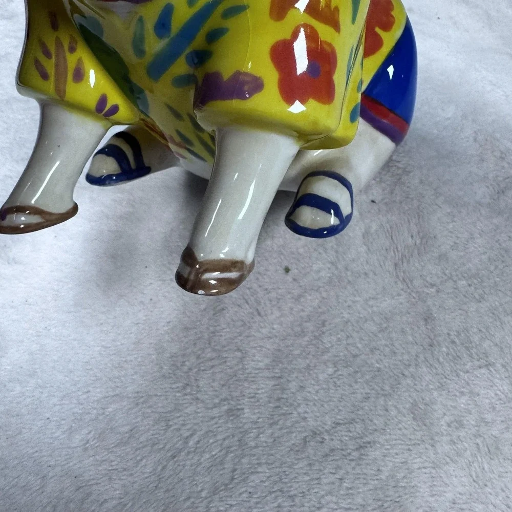 Vintage Vandor Big Pigs Ceramic Piggy Coin Bank Colorful Hawaiian‎ Shirt 2002